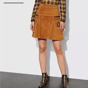 Coach Tan Suede Skirt with Studded Details